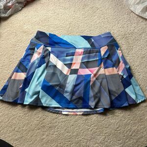 Athleta Speed Skirt Skort Electric Geo Print Blue Golf Tennis M